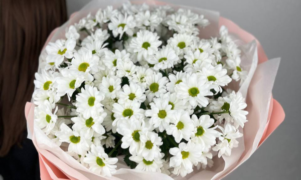 Букет из ромашек и сезонной зелени
